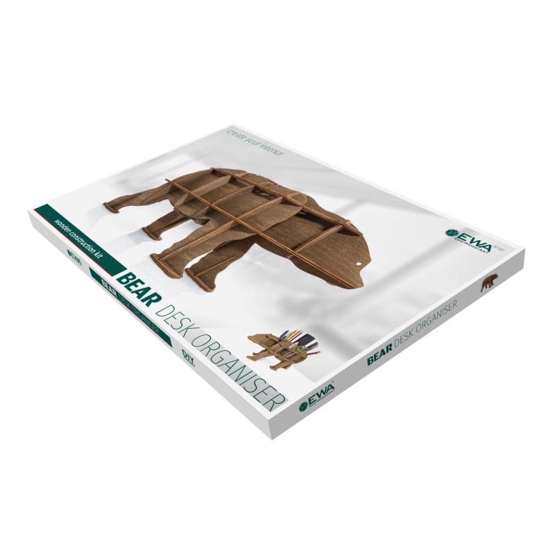 000990 - BEAR (brown) desk organiser - Hobbycity.gr - EWA ECO-WOOD-ART