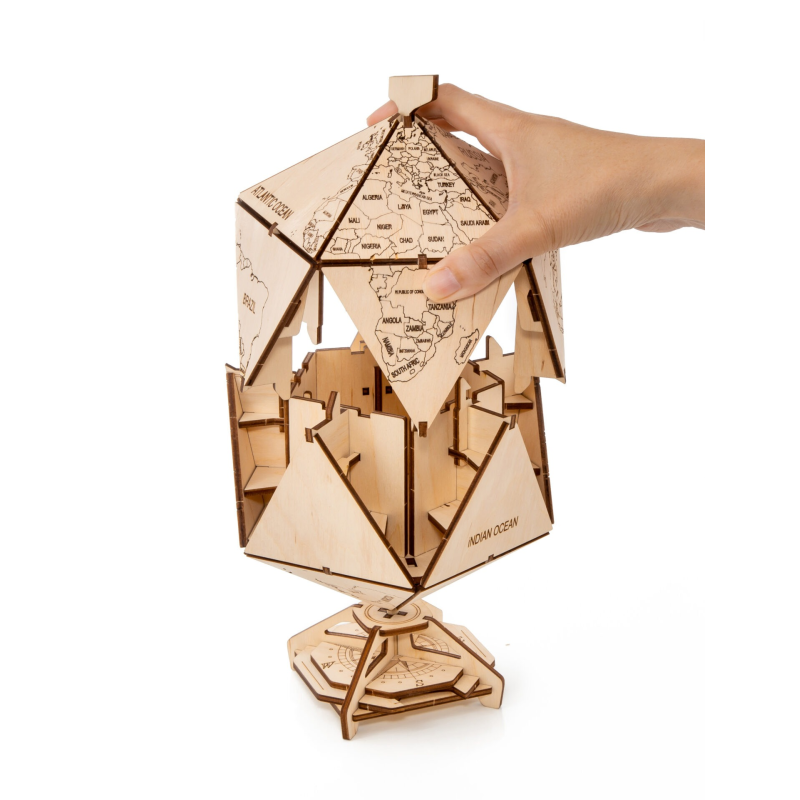 001362 - Icosahedral Globe (Φυσικό) - Hobbycity.gr - EWA ECO-WOOD-ART