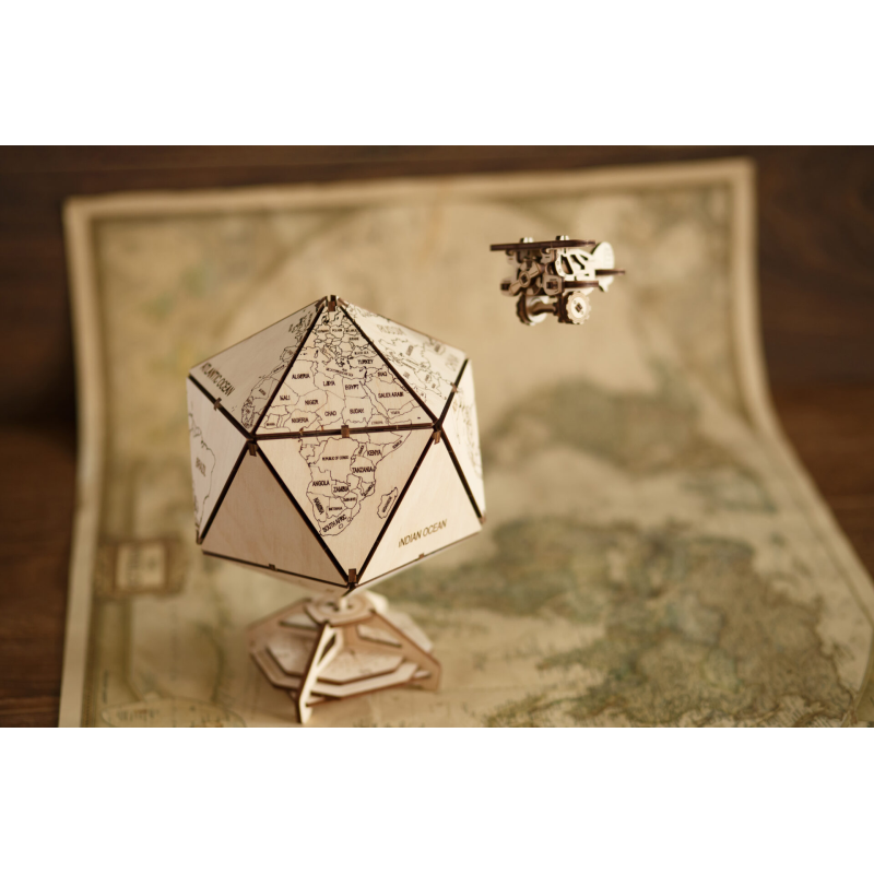 001386 - Icosahedral Globe (Μπλέ) - Hobbycity.gr - EWA ECO-WOOD-ART