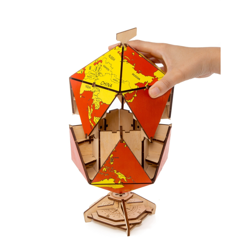 001393 - Icosahedral Globe (Κόκκινο) - Hobbycity.gr - EWA ECO-WOOD-ART