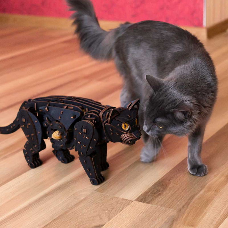 002598 - Black Cat με Κίνηση - Hobbycity.gr - EWA ECO-WOOD-ART