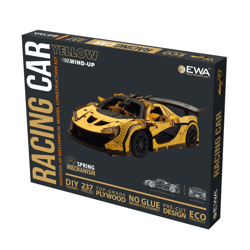 004042 - Racing car – Κίτρινο με Κίνηση - Hobbycity.gr - EWA ECO-WOOD-ART