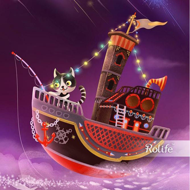 AMD42 - Fishing Kitty (Μελωδία: Sanpo) ~ Κουρδιστό - Hobbycity.gr - RoLife