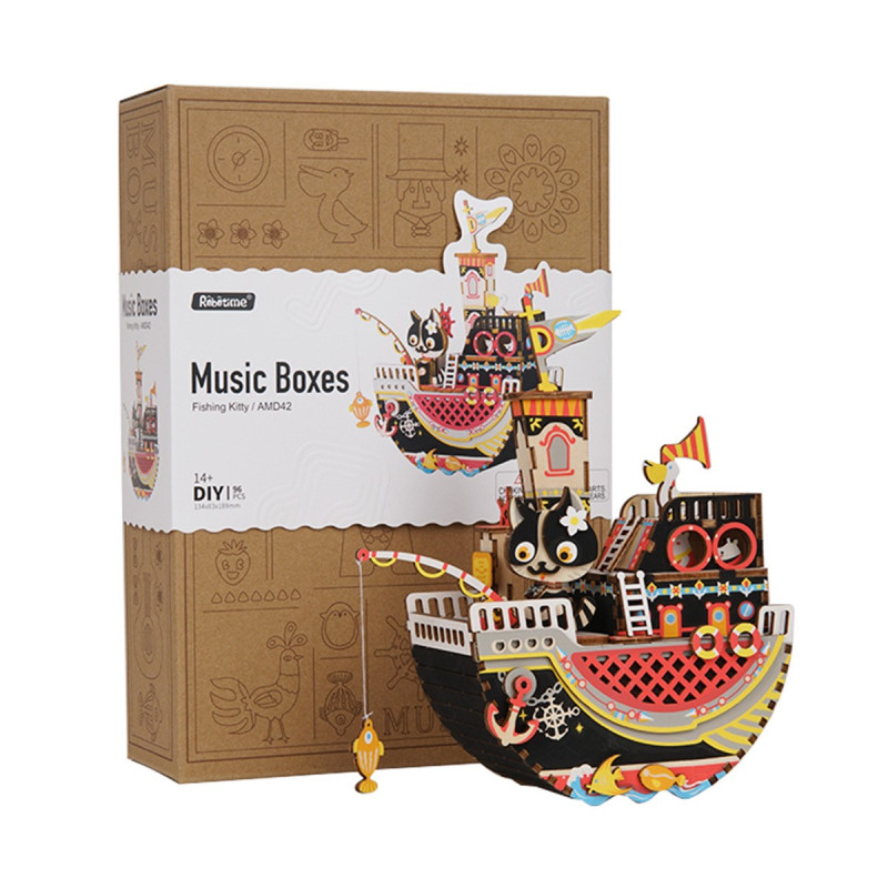 AMD42 - Fishing Kitty (Μελωδία: Sanpo) ~ Κουρδιστό - Hobbycity.gr - RoLife