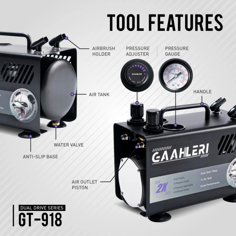42878 - Dual Drive GT-918  Κομπρεσέρ Αερογράφου Gaahleri - Hobbycity.gr - Gaahleri