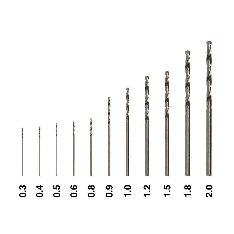 PDR1910/20 - Μύτες τρυπανιών ακριβείας HSS 2,0 mm (πακέτο των 10) - Hobbycity.gr - Model Craft