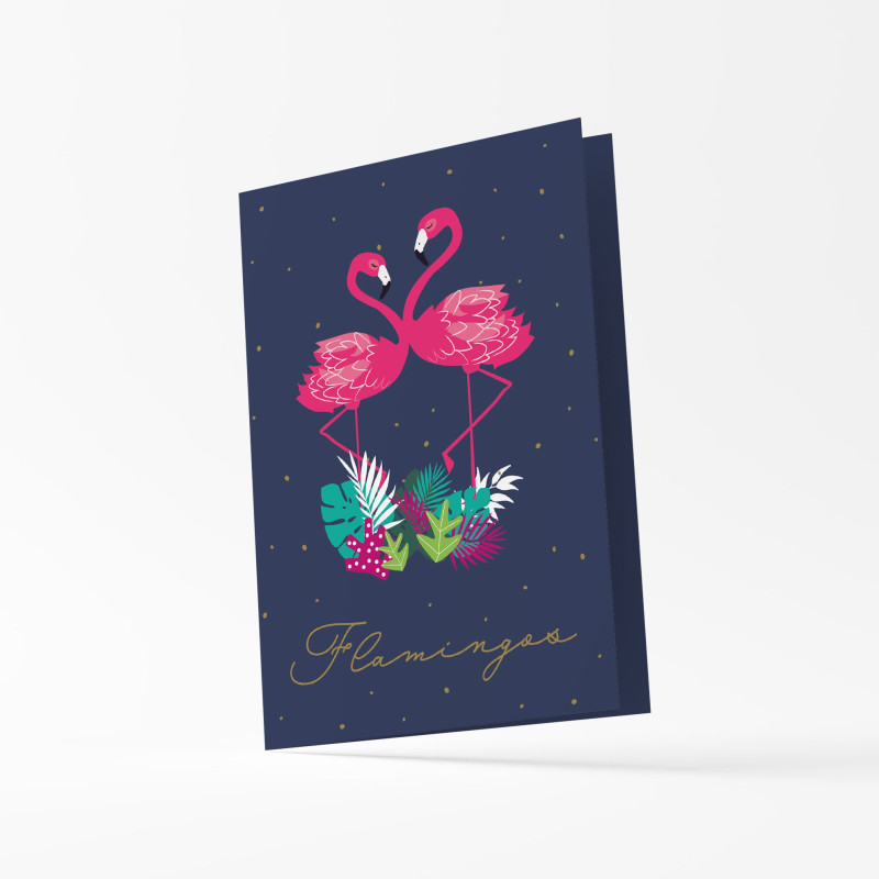 21OR215 - Ευχετήρια Κάρτα ORIGAMI  FLAMINGO - Hobbycity.gr - Origami