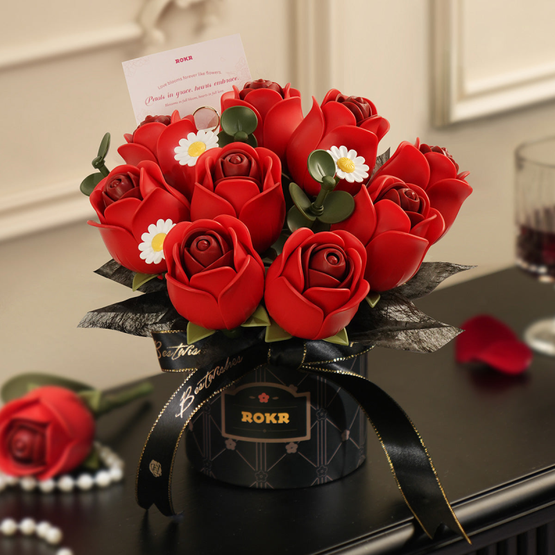 AF02J - Red Rose Bouquet DIY 3D Puzzle - Hobbycity.gr - Rokr