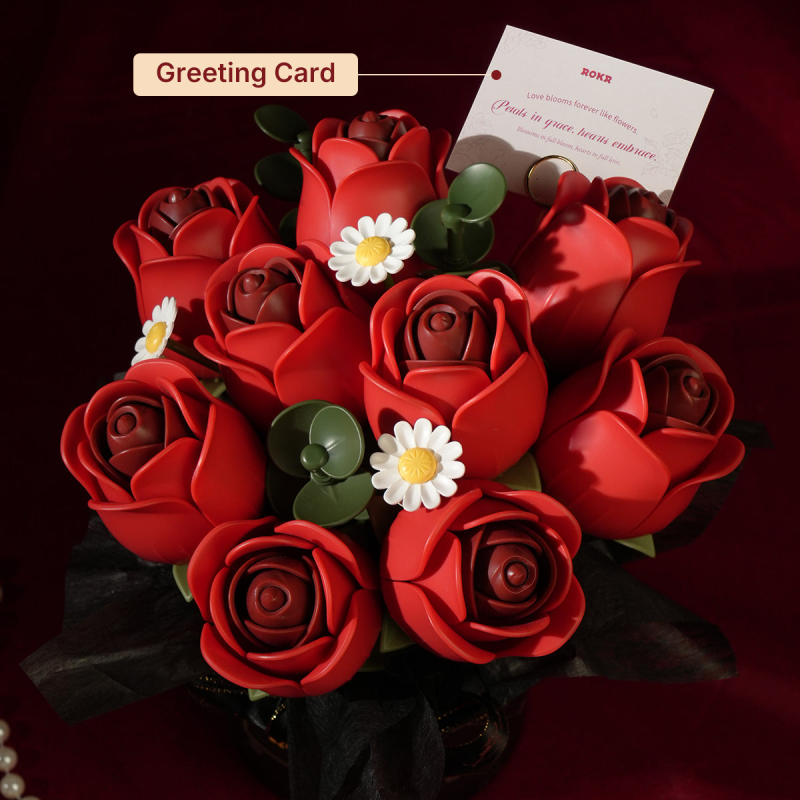AF02J - Red Rose Bouquet DIY 3D Puzzle - Hobbycity.gr - Rokr