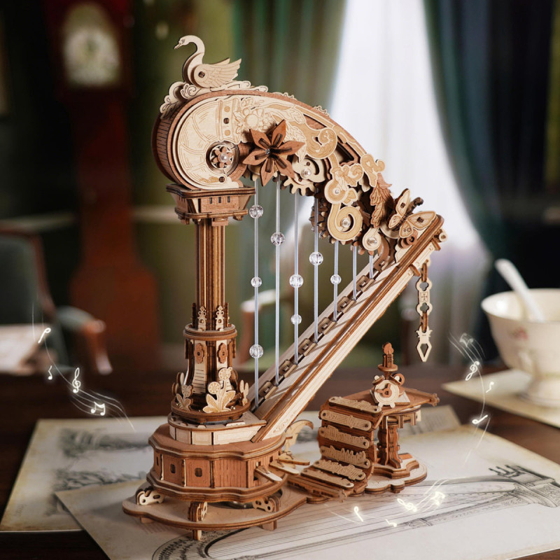 AMK71 - Magic Harp Music Box Wooden 3D Puzzle - Hobbycity.gr - Rokr