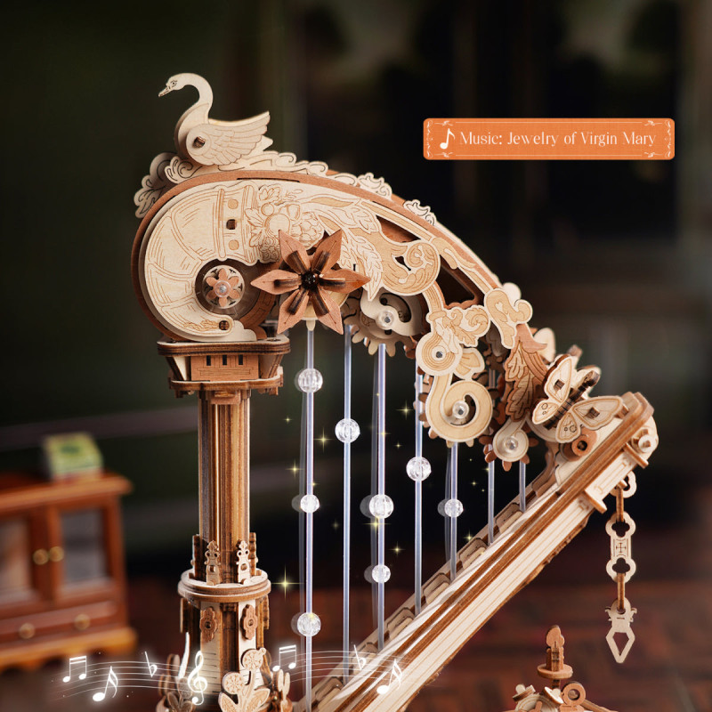 AMK71 - Magic Harp Music Box Wooden 3D Puzzle - Hobbycity.gr - Rokr