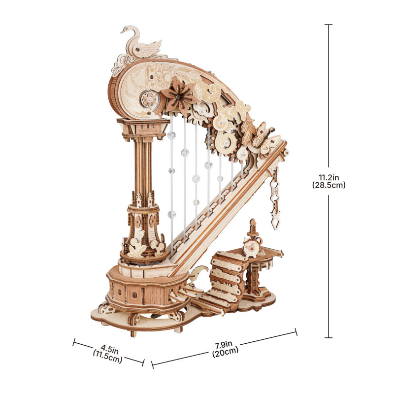 AMK71 - Magic Harp Music Box Wooden 3D Puzzle - Hobbycity.gr - Rokr
