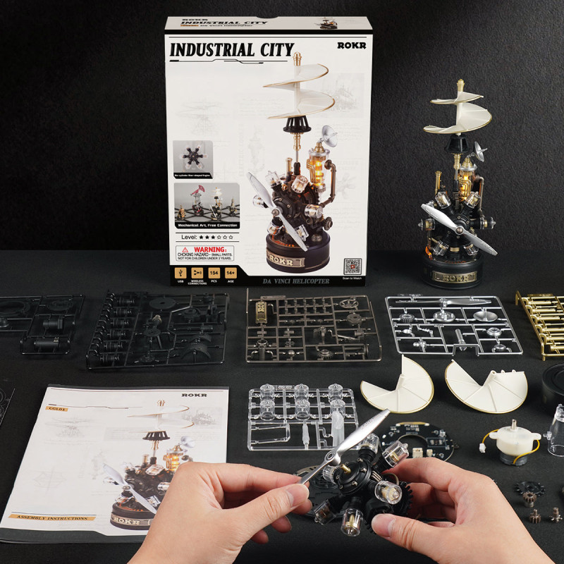 CGL01 - Leonardo da Vincis Helicopter Mechanical 3D Puzzle - Hobbycity.gr - Rokr