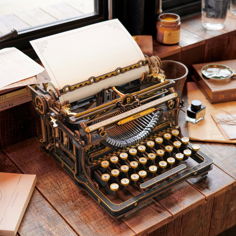 LK703B - Mechanical Typewriter Wooden 3D Puzzle (Classic Version) - Hobbycity.gr - Rokr
