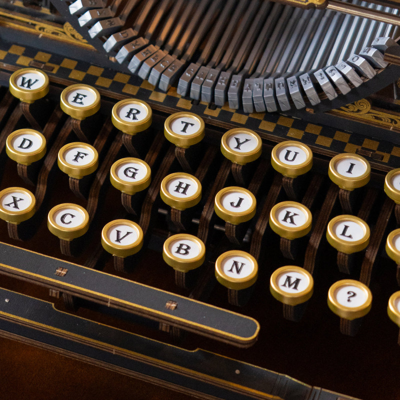 LK703B - Mechanical Typewriter Wooden 3D Puzzle - Hobbycity.gr - Rokr