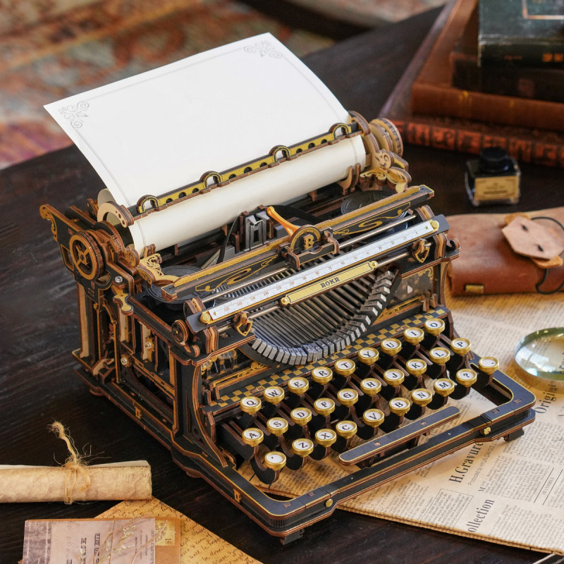 LK703B - Mechanical Typewriter Wooden 3D Puzzle - Hobbycity.gr - Rokr