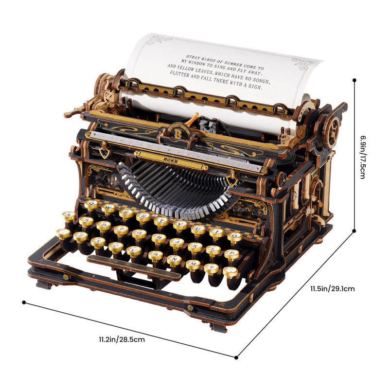 LK703B - Mechanical Typewriter Wooden 3D Puzzle - Hobbycity.gr - Rokr