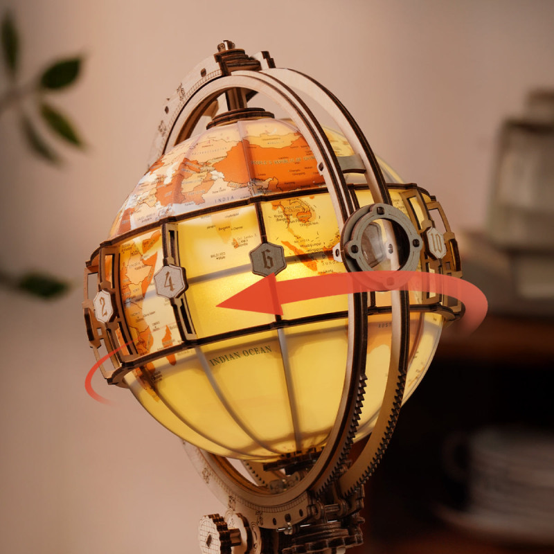 ST003D - Luminous Globe 3D Wooden Puzzle (Electric Version) - Hobbycity.gr - Rokr