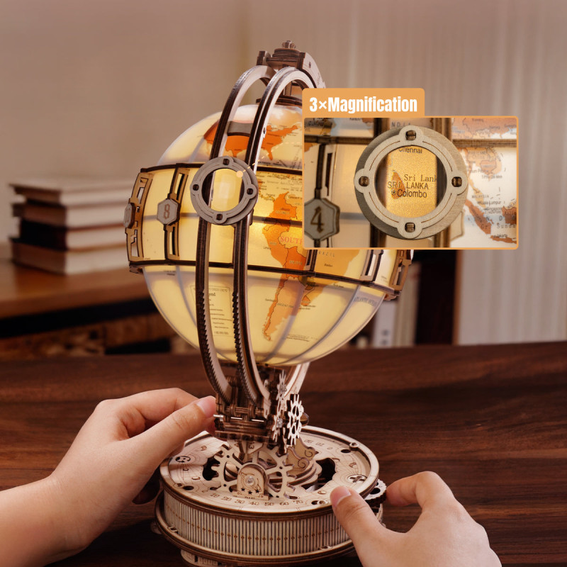 ST003D - Luminous Globe 3D Wooden Puzzle (Electric Version) - Hobbycity.gr - Rokr
