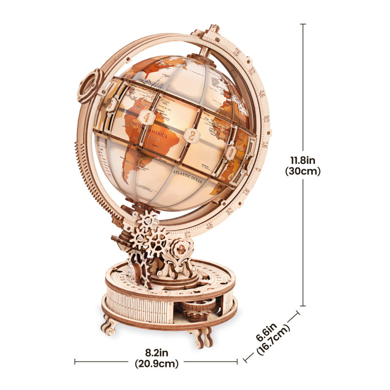 ST003D - Luminous Globe 3D Wooden Puzzle (Electric Version) - Hobbycity.gr - Rokr