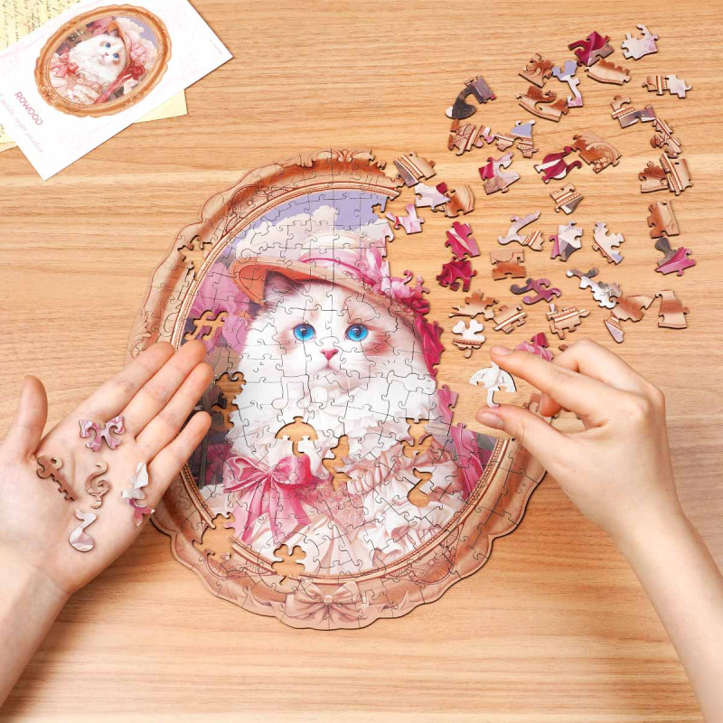 TA005 - Springtime Kitty Portrait Wooden Jigsaw Puzzle - Hobbycity.gr - Rowood