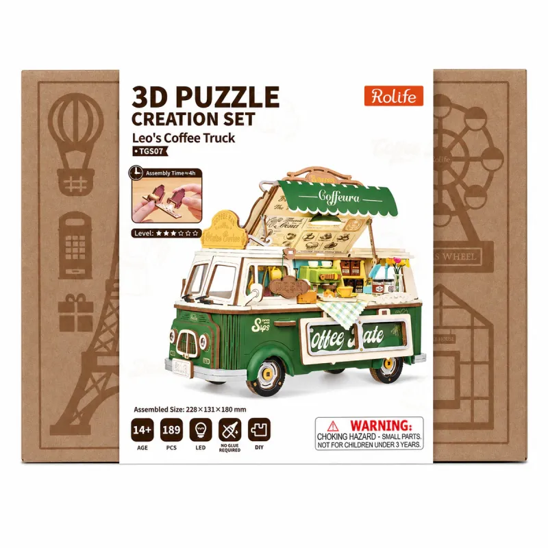 TGS07 - Leo's Coffee Truck 3D Wooden Puzzle - Hobbycity.gr - RoLife