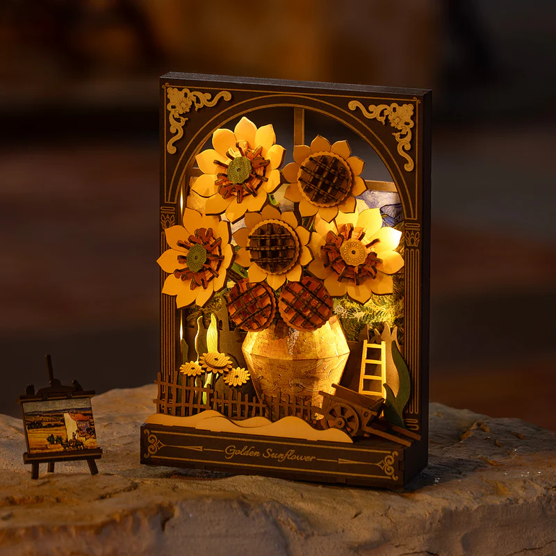 TH002 - Golden Sunflower Wall Art ~ Διακοσμητικό τοίχου με φωτισμό - Hobbycity.gr - Rowood