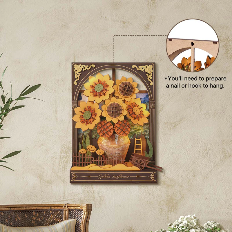 TH002 - Golden Sunflower Wall Art ~ Διακοσμητικό τοίχου με φωτισμό - Hobbycity.gr - Rowood