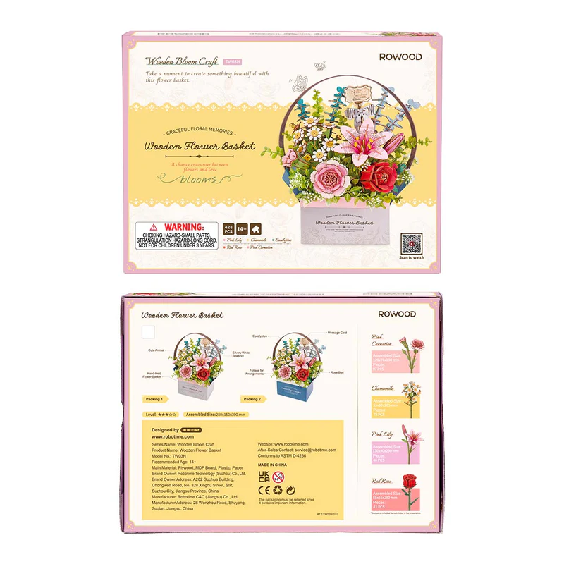 TW03H - Wooden Flower Basket - Hobbycity.gr - Rowood