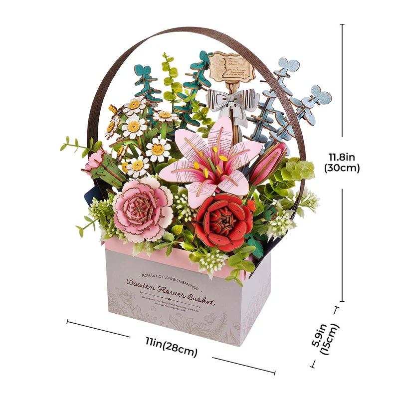 TW03H - Wooden Flower Basket - Hobbycity.gr - Rowood