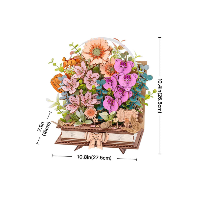 TW04H - Wooden Blooming Book DIY Flower Bouquet - Hobbycity.gr - Rowood