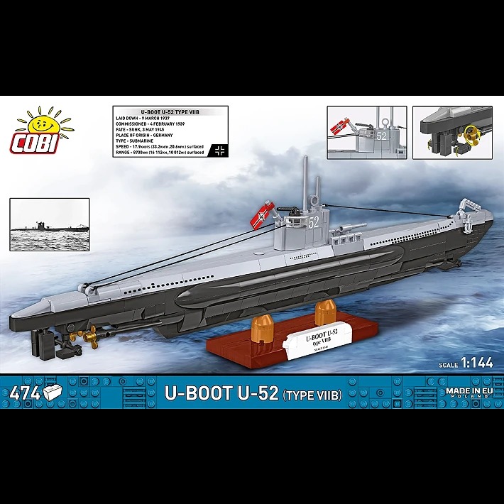 4852 - U-Boat U-52 (Type VIIB) - Hobbycity.gr - COBI
