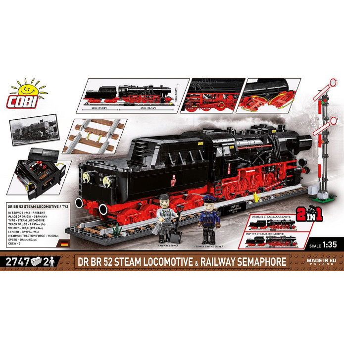 6287 - DR BR 52 Steam Locomotive & Railway Semaphore - Hobbycity.gr - COBI