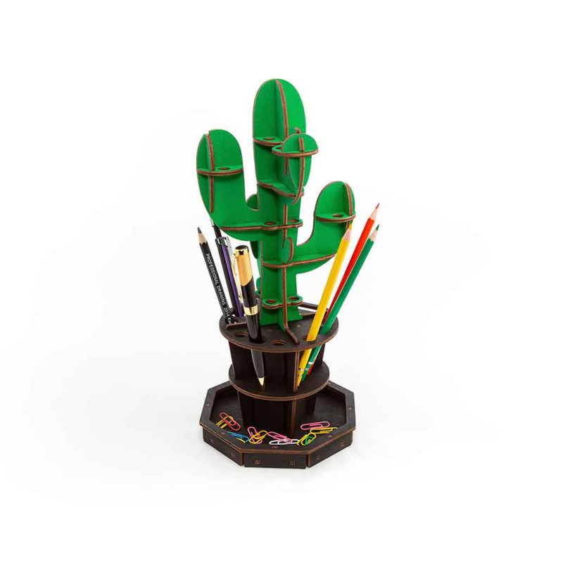 001027 - CACTUS (green) desk organiser - Hobbycity.gr - EWA ECO-WOOD-ART