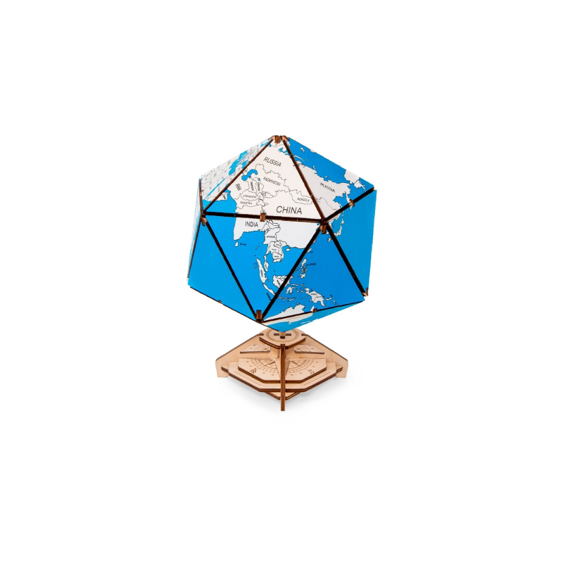 001386 - Icosahedral Globe (Μπλέ) - Hobbycity.gr - EWA ECO-WOOD-ART