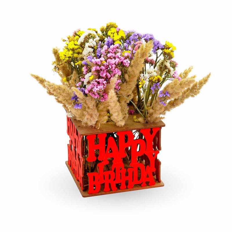 002888 - Βάζο  HAPPY BITHDAY - Hobbycity.gr - EWA ECO-WOOD-ART