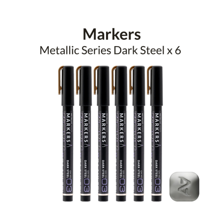 Μαρκαδόροι Μεταλλικού Χρώματος 6 x Dark Steel