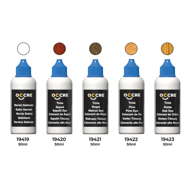 90551 - Σετ ακρυλικών βαφών/dye των 50 ml και σατινέ βερνίκι των 50 ml - Hobbycity.gr - OcCre