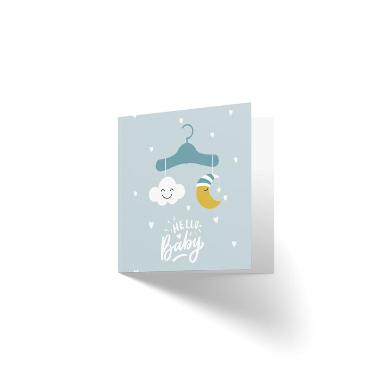 20FM102 - Mini κάρτα 11 x 11 Hello Baby  γαλάζια - Hobbycity.gr - Marpimar Edizioni Srl