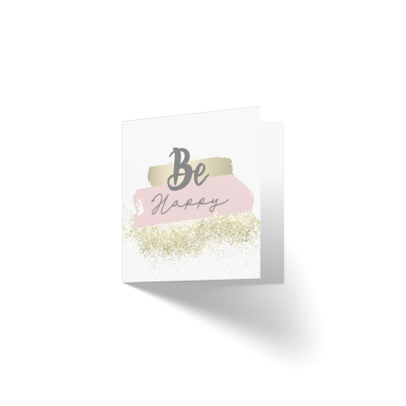 Mini κάρτα 11 x 11 "Be Happy"  ροζ