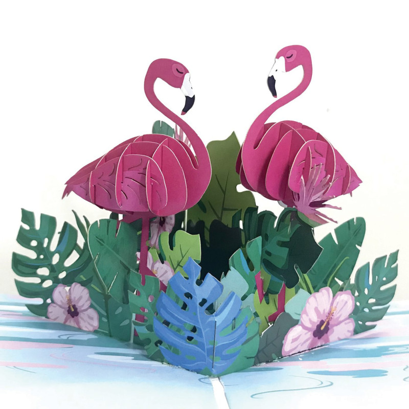 21OR215 - Ευχετήρια Κάρτα ORIGAMI  FLAMINGO - Hobbycity.gr - Origami