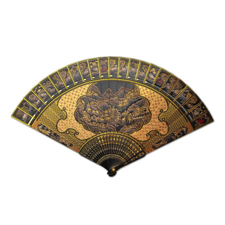 Gold-painted landscape Folding Fan