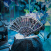 HF004BK - Lone Shadows Mother-of-pearl inlay Folding Fan - Hobbycity.gr - PieceCool