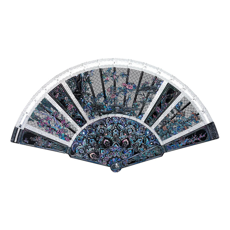 HF004BK - Lone Shadows Mother-of-pearl inlay Folding Fan - Hobbycity.gr - PieceCool