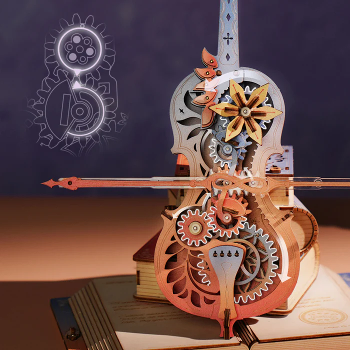 AMK63M - Magic Cello Mechanical Music Box ~ Κουρδιστό - Βαμμένο - Hobbycity.gr - Rokr
