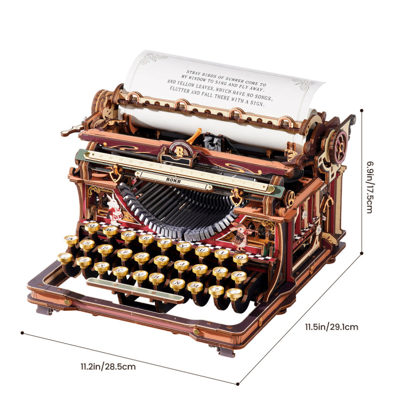 LK703C - Mechanical Typewriter Wooden 3D Puzzle (Magic Version) - Hobbycity.gr - Rokr