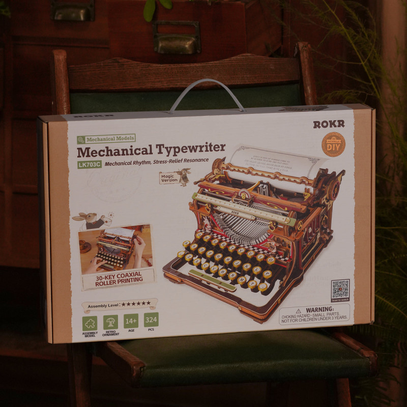 LK703C - Mechanical Typewriter Wooden 3D Puzzle (Magic Version) - Hobbycity.gr - Rokr