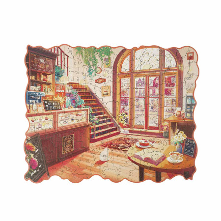 Cozy Winter Café Wooden Jigsaw Puzzle