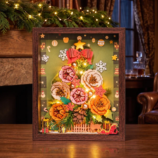 TW05H - Everglow Christmas Tree ~ Διακοσμητικό τοίχου με φωτισμό - Hobbycity.gr - Rowood