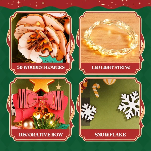 TW05H - Everglow Christmas Tree ~ Διακοσμητικό τοίχου με φωτισμό - Hobbycity.gr - Rowood